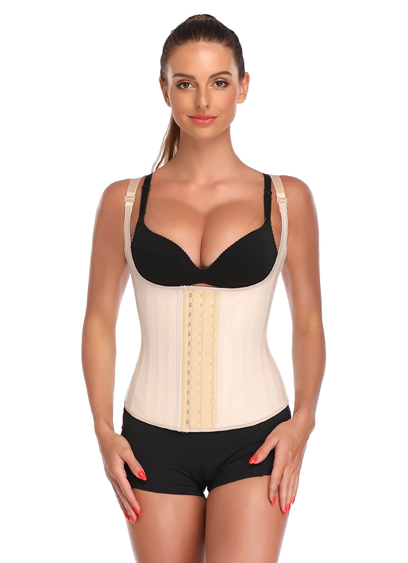 Black/Skin Tone Waist Trainer Latex Corsets Sexy Sport Girdle Women Body Slimming Trimmer Corset