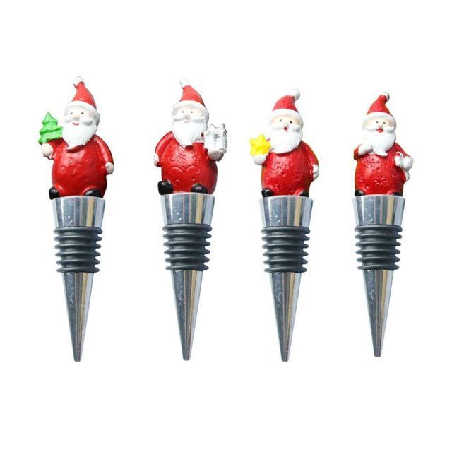 One Pc Price Holiday Christmas Decoration Little Figurines Glass Wine Bottle Stopper Zinc Alloy Cork Wine Stopper