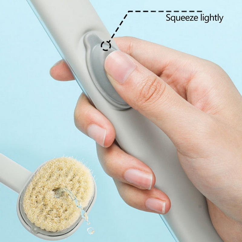 Exfoliating Scrub Massager Skin Cleaning Tools Long Handle Bath Brush Bathroom Back Body Shower with Body Wash Container