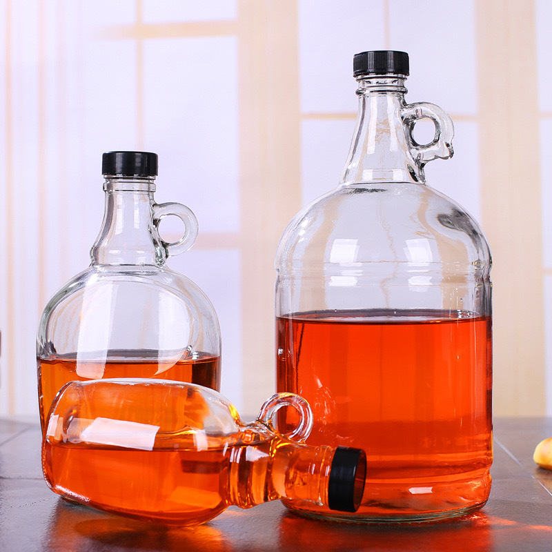 Wholesale 1L 2L 3L 5L 6L Empty Large Glass Wine Bottle Half Gallon Glass Jugs Multi Purpose Clear Wine Glass Bottle with handle