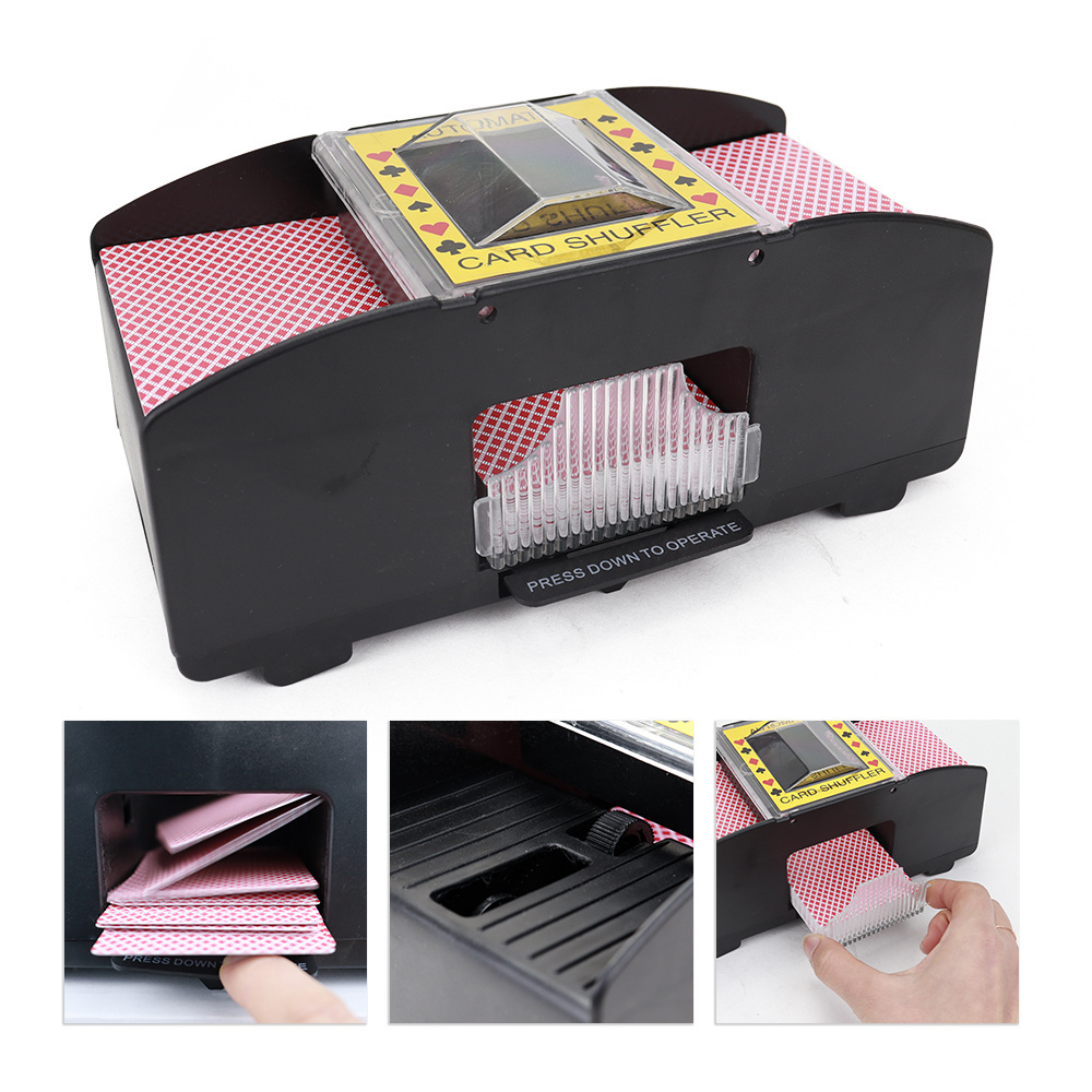 Wholesale automatic custom 2 deck poker card shuffler black card not include poker cards and batteries for gambling games