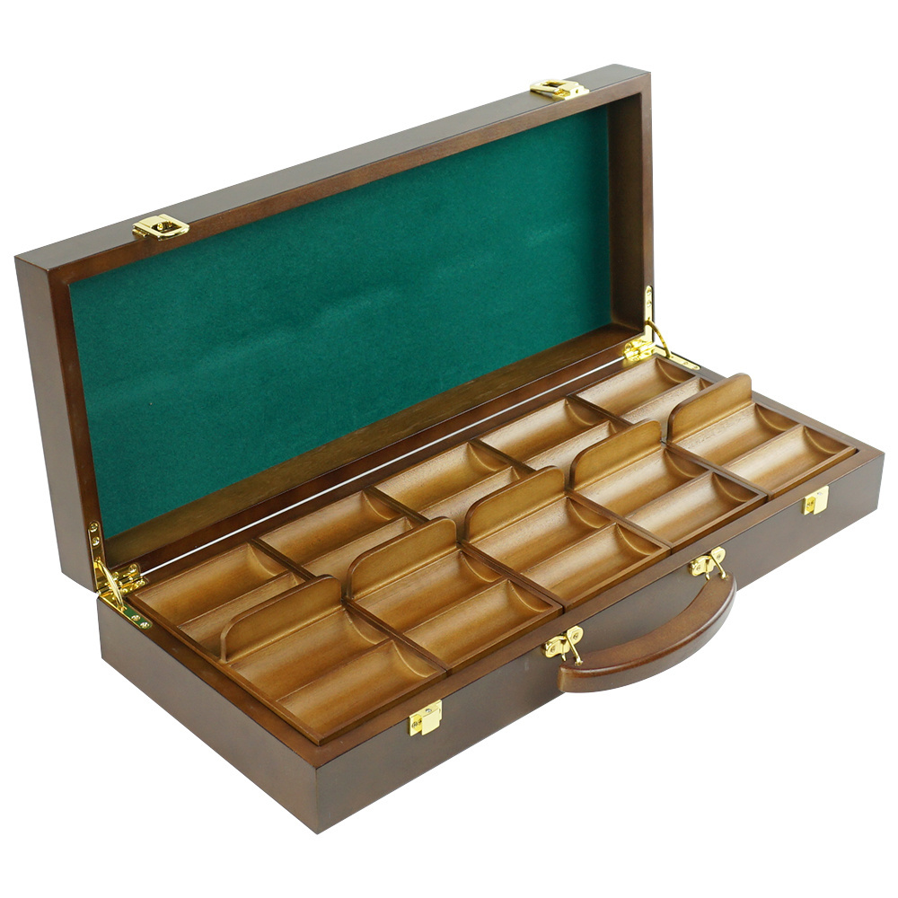 500pcs ept poker chips in premium   wood carousel case  with wood chips rack