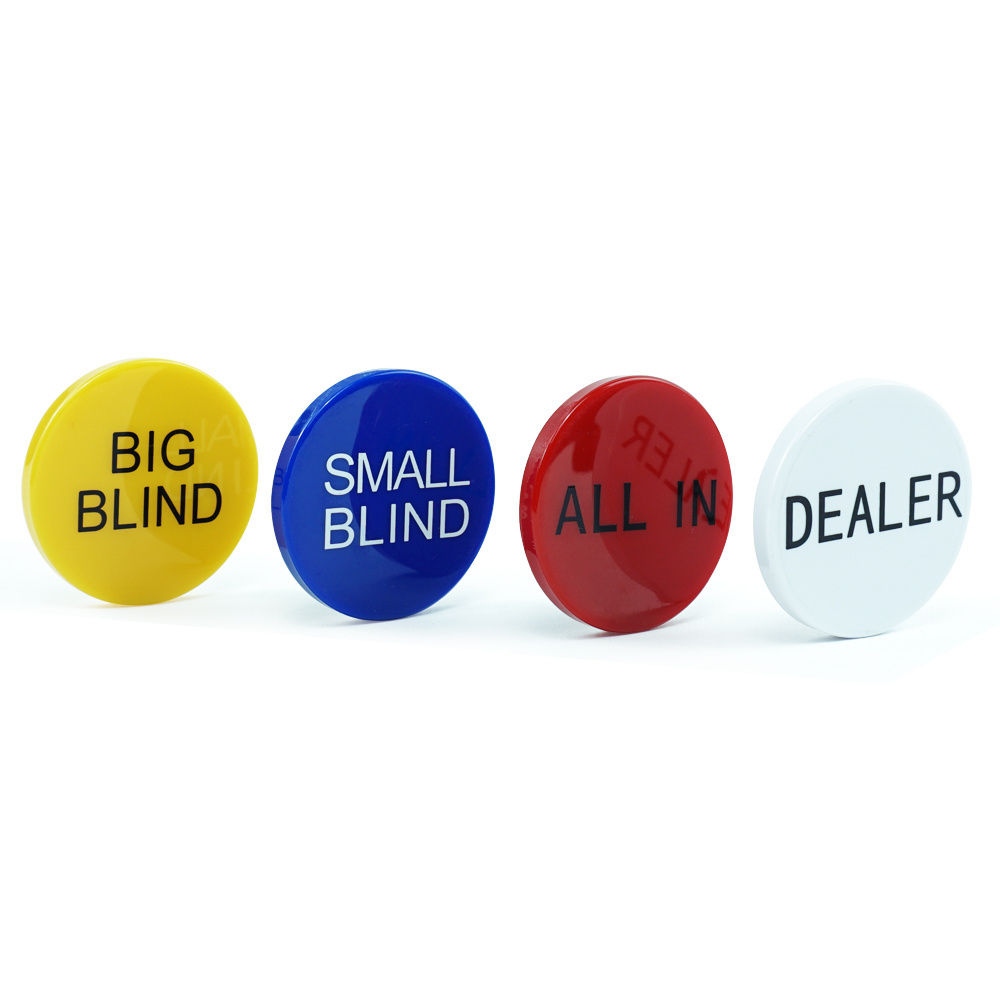 Professional Casino Set of Small Blind, Big Blind,,All In and Dealer Poker Buttons Plastic Poker Chips