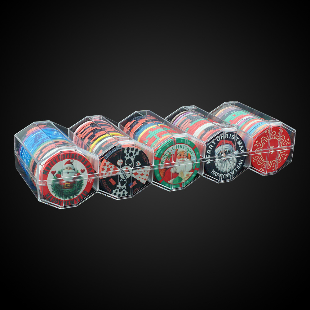 Casino grade 1000 chip clear acrylic poker chip carrier case include 10 rack for storage 43mm poker chips