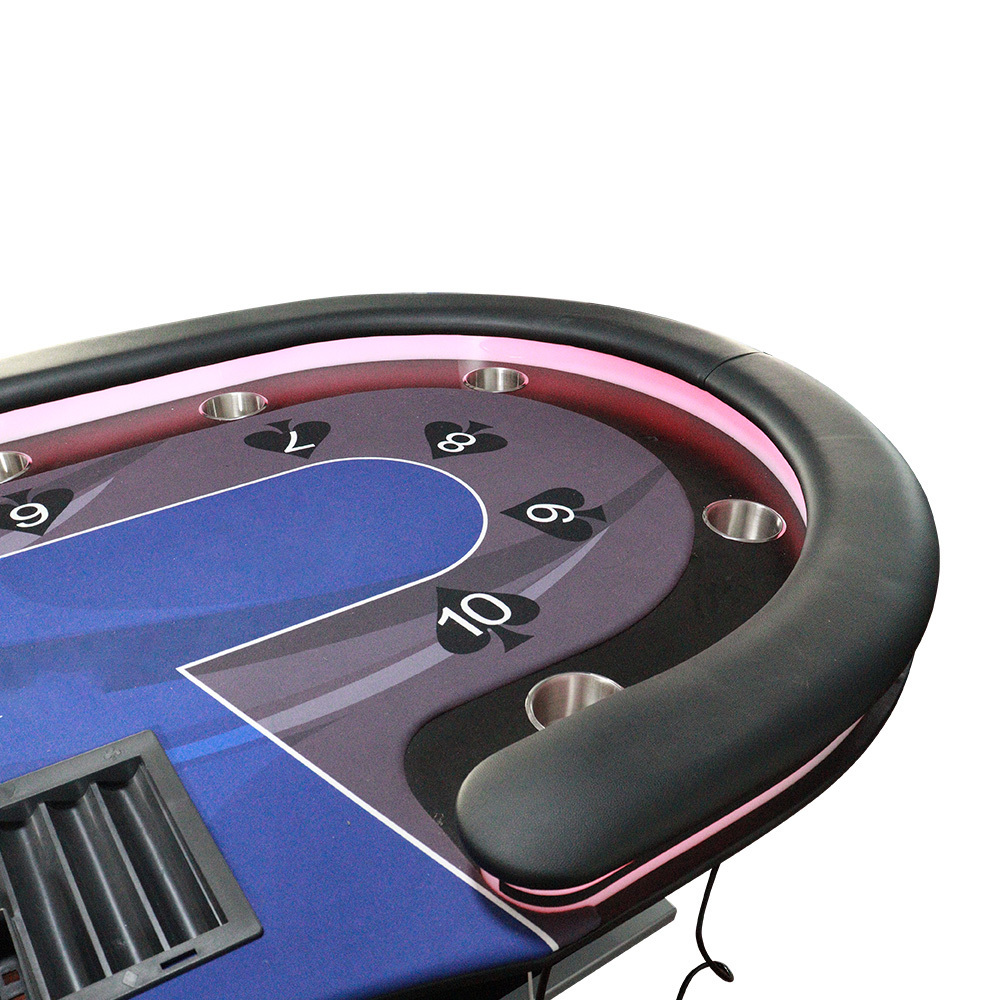 Professional casino grade poker table 94 inch with 10 seat players and led light 1pc can custom table factory for gambling game