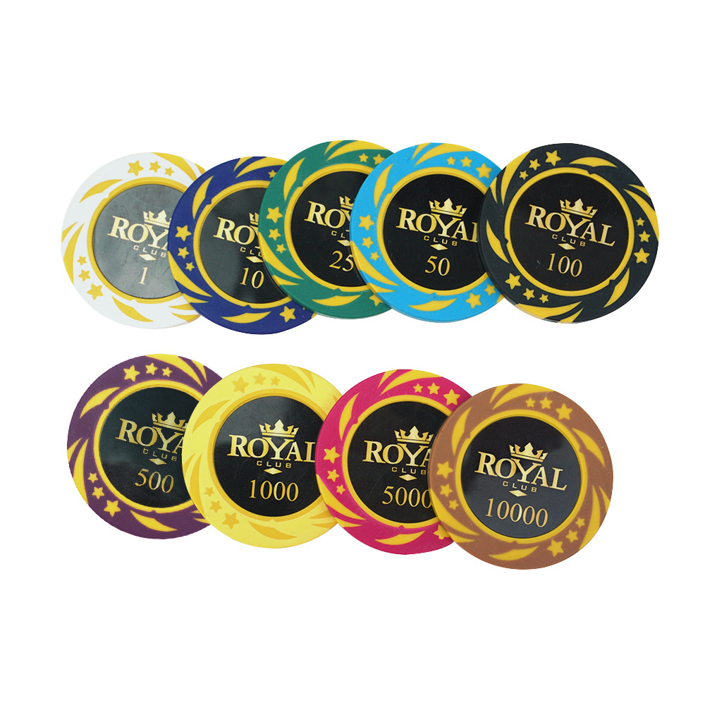 Wholesale low moq 14g clay roayl poker chips crown 40mm diameter with premium sticks custom design accept for casino gamblin