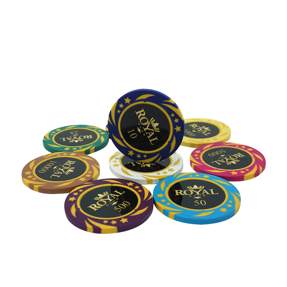 Wholesale low moq 14g clay roayl poker chips crown 40mm diameter with premium sticks custom design accept for casino gamblin