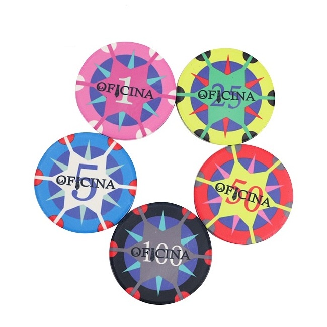 Professional custom casino poker room 39 43mm ceramic poker chips colour pattern size all can be custom casino coins