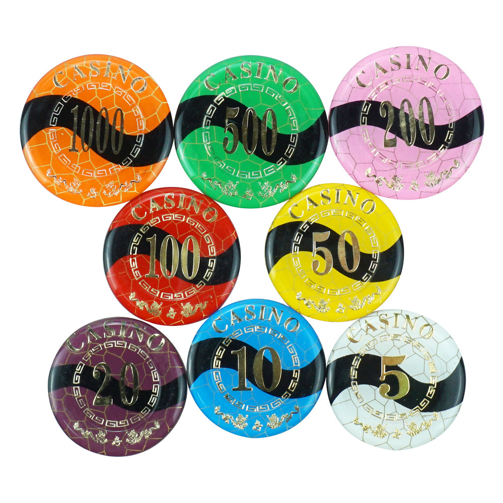 casino acrylic poker chips uv anti-fake 40 45 50 55mm round rfid token chips with custom logo value for poker tournament