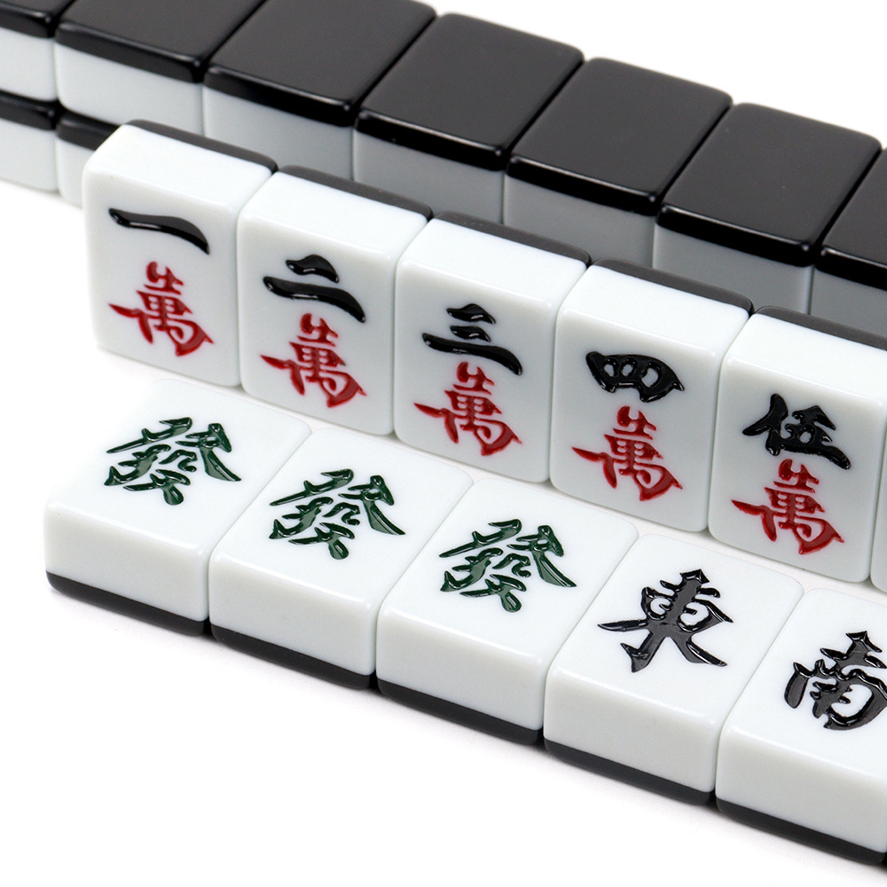 Wholesesle Chinese mahjong tile sets 144pcs custom 30mm mold size with black white two-toned for casino games