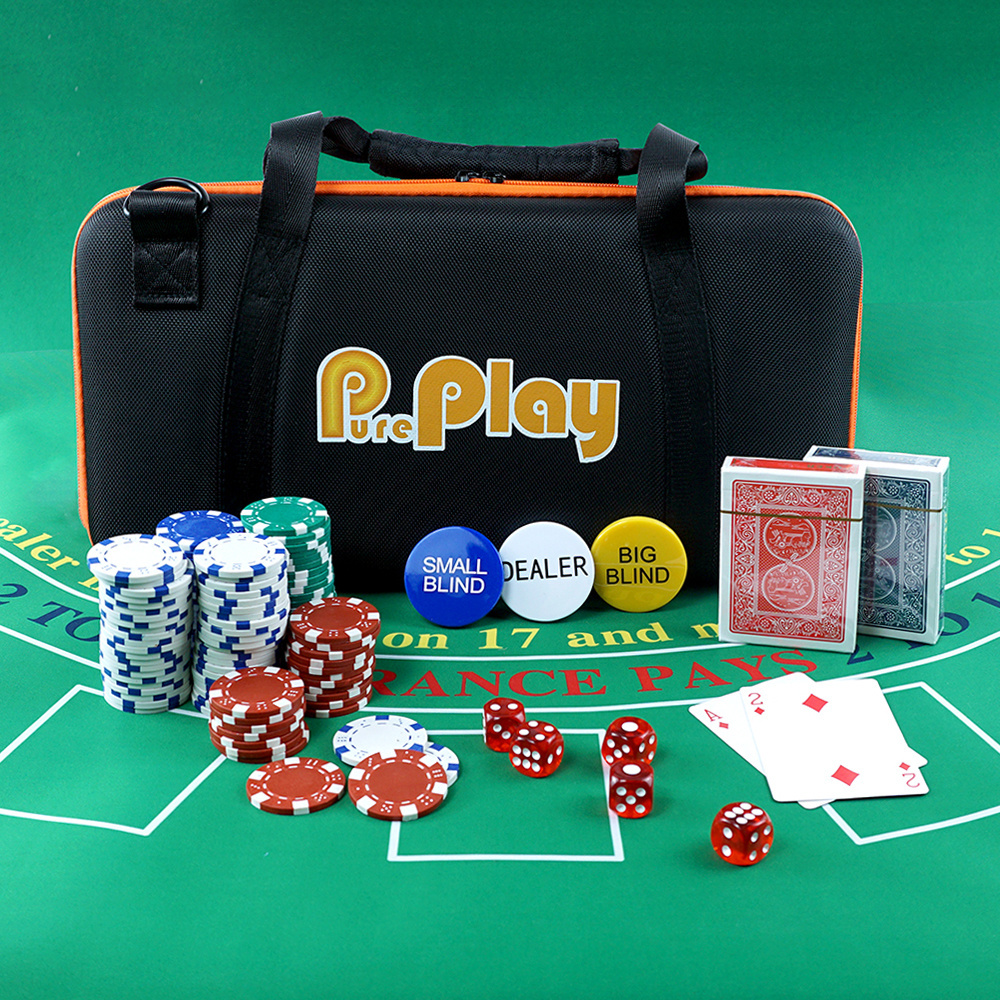 Professional factory custom 300 pcs poker chips set casino playing cards dices dealer black travel bag for gambling game