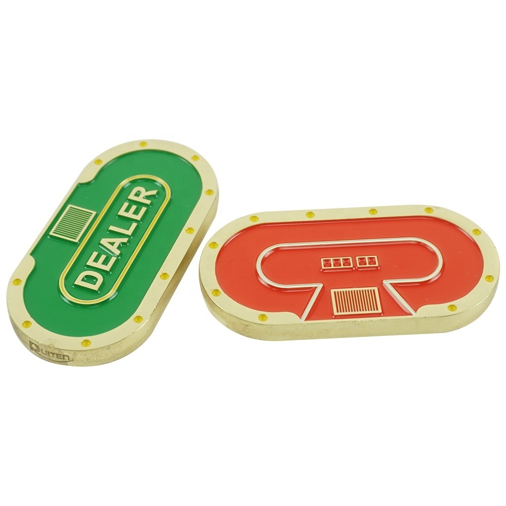 Yernea New Dealer Poker Chips 1pc Pressing Metal Double-faced Ellipse Chip Table Game Competition in Casino Club