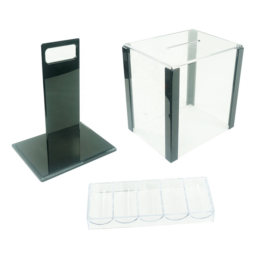 Suitcase 1000PCS Poker Chips Case Transparent Black Acrylic Box Without Pokerchips Ready to Ship