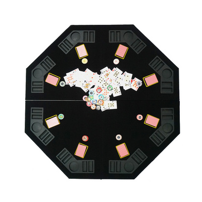 Casino Poker Room Foldable 8 Seat Poker Game Table Top Black Felt Fabric Poker game Table Top with casino chip tray