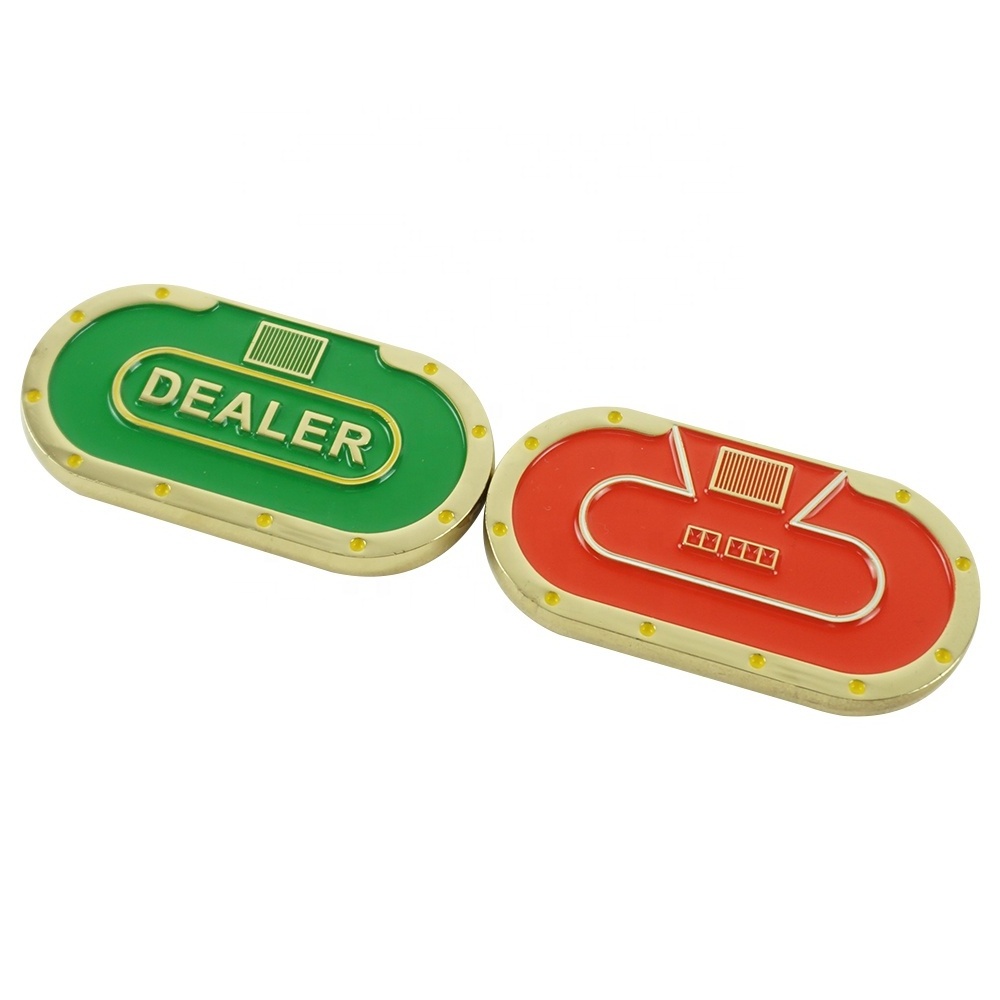 Yernea New Dealer Poker Chips 1pc Pressing Metal Double-faced Ellipse Chip Table Game Competition in Casino Club