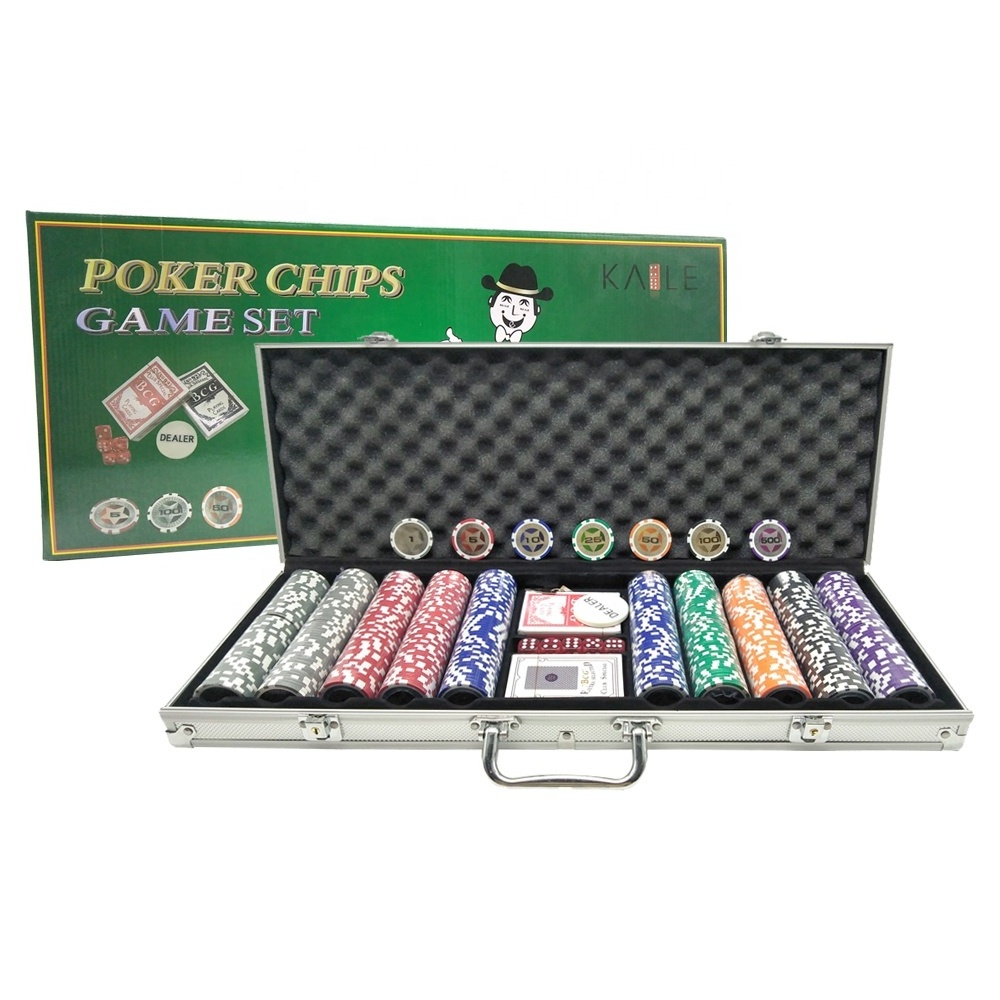 Poker Set 500 Chips Including 2 Decks And Dices Casino in Aluminum Case