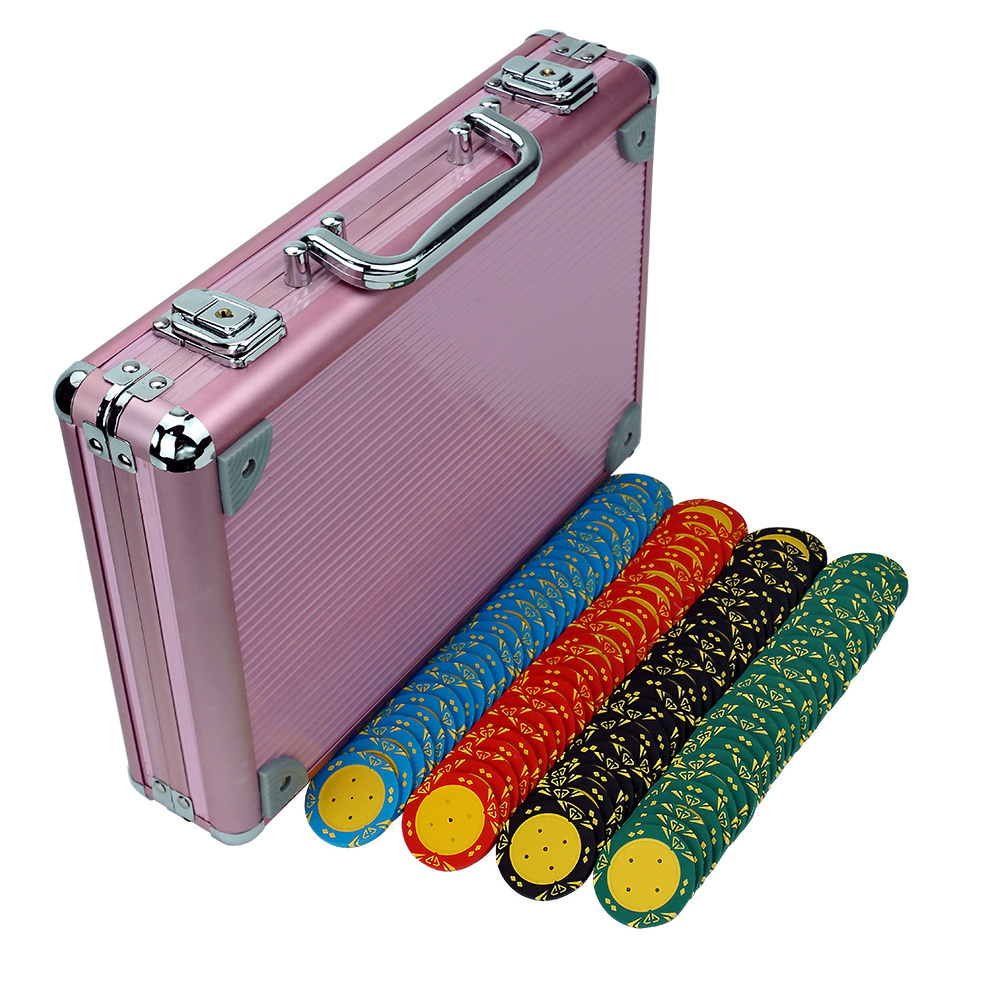 New design 200pcs pink aluminum box chips poker casino accessory cases for 39mm or 40mm poker chips