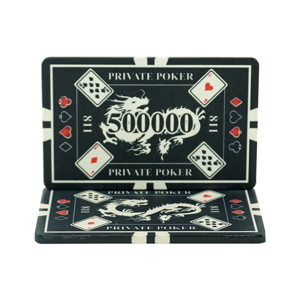 High Quality Rectangle Custom Print Poker Chip Ceramic Poker Plaque With Values Number Casino Chips