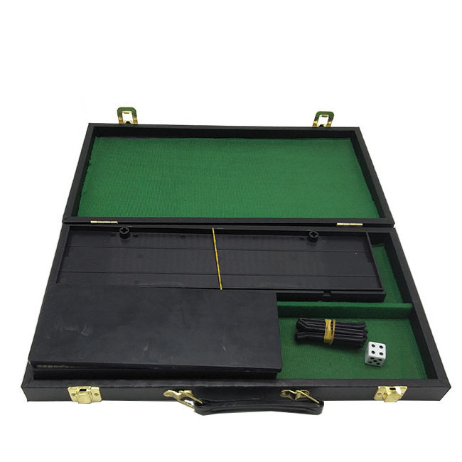 Black PU Leather Case Rummy Game Set Includes Rummy Holder Dice Puzzle Board Game Rummy mahjong set