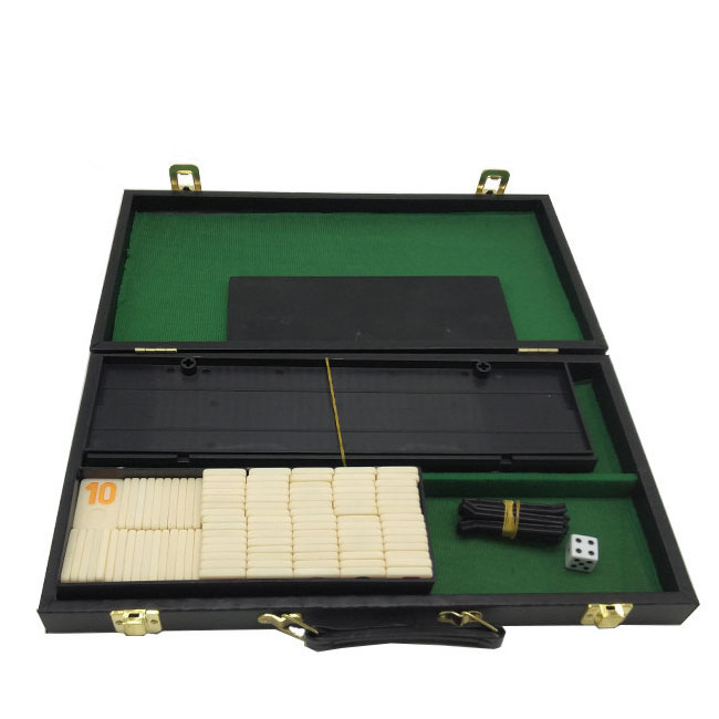 Black PU Leather Case Rummy Game Set Includes Rummy Holder Dice Puzzle Board Game Rummy mahjong set