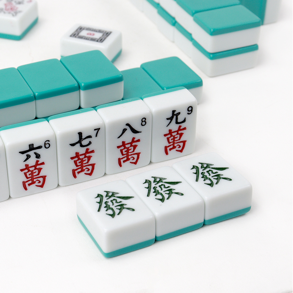 Factory hot sale custom American mahjong tiles sets 144pcs 30mm mold size with green white two-toned for casino gambling games