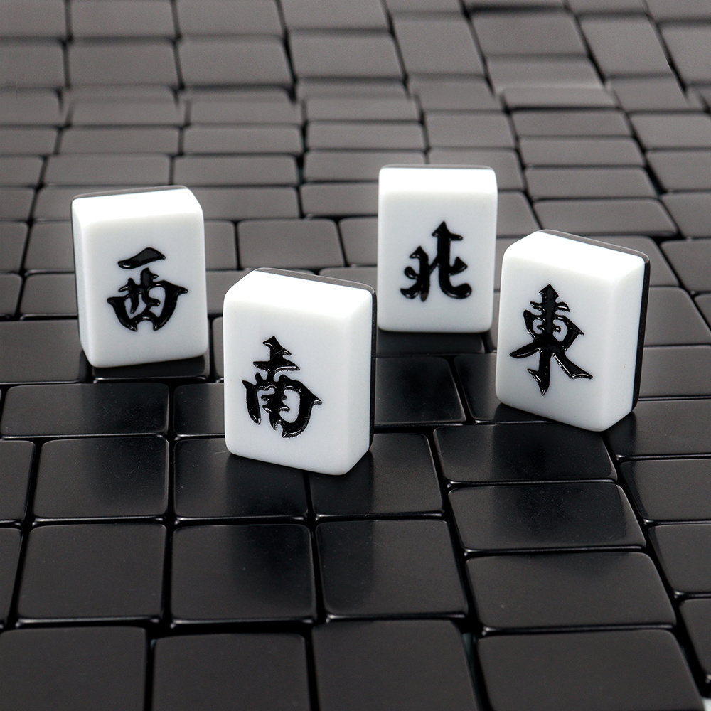 Wholesesle Chinese mahjong tile sets 144pcs custom 30mm mold size with black white two-toned for casino games