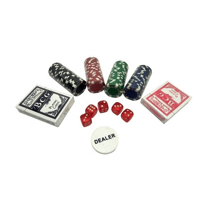 200pcs Chips 40mm Clay Poker Set With Paper Poker Cards And Dices In Aluminum Silver Case