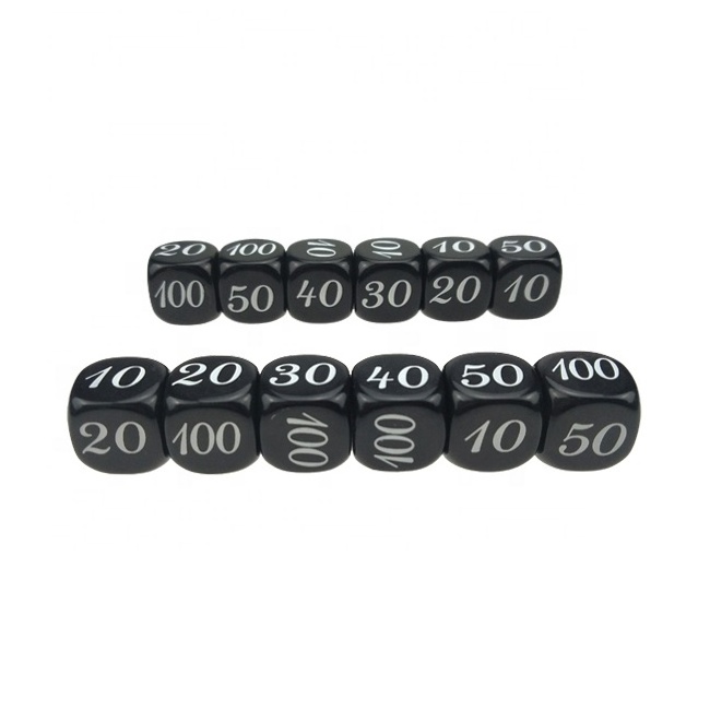 14mm black common round corner loaded dice figure dice engraved dices