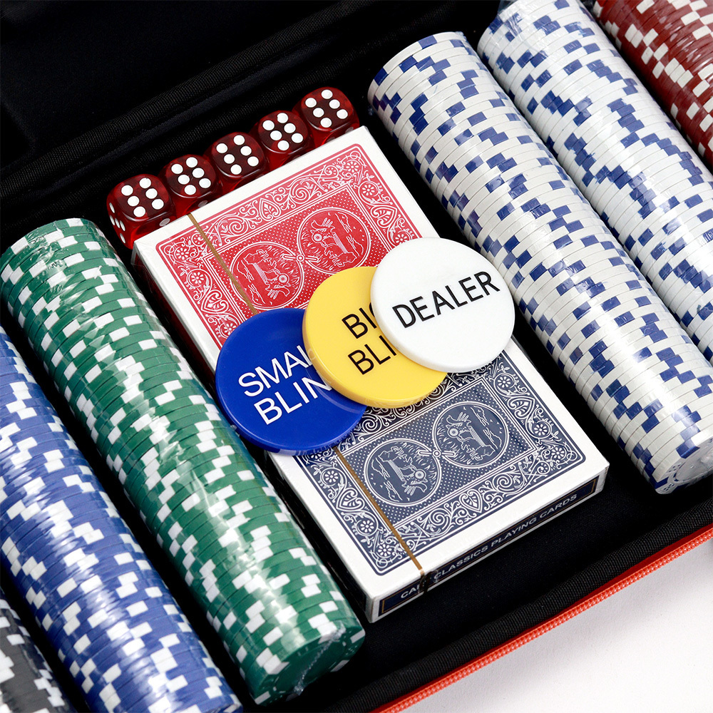 Professional factory custom 300 pcs poker chips set casino playing cards dices dealer black travel bag for gambling game