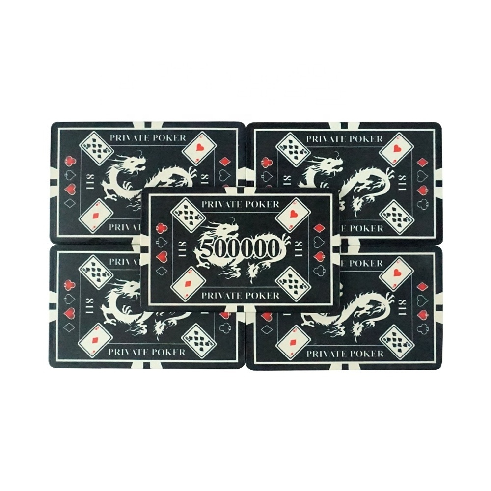 High Quality Rectangle Custom Print Poker Chip Ceramic Poker Plaque With Values Number Casino Chips