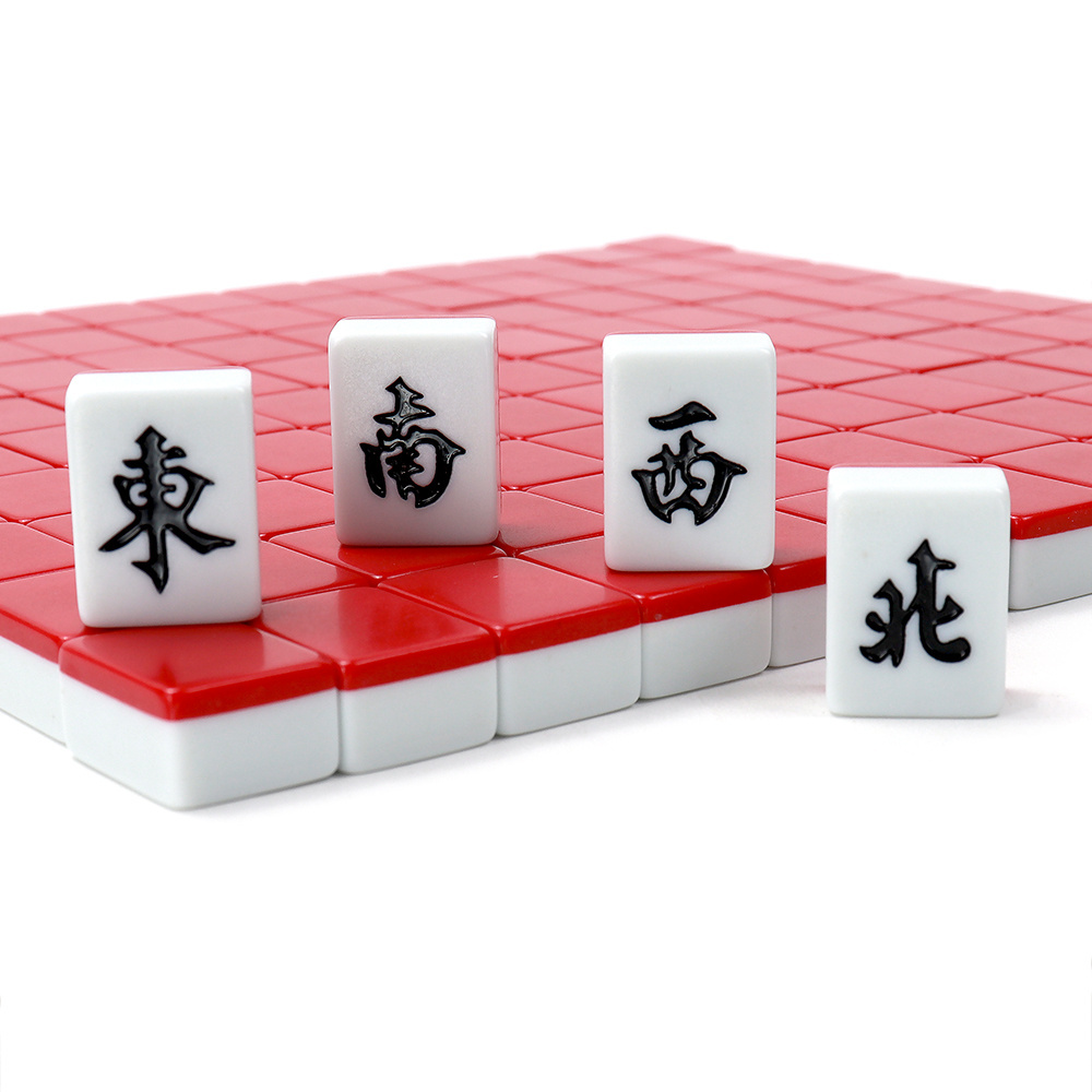 Manufacturer Chinese mahjong tiles sets 144pcs custom 30mm mold size with red white two-toned hight quality for casino games