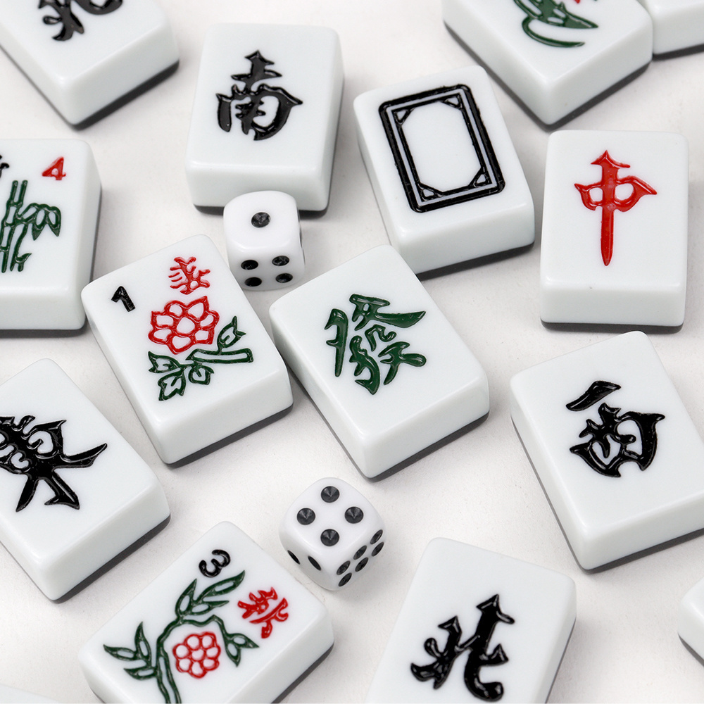 144pcs custom 30mm Chinese mahjong sets 30mm black white two-toned mahjong tiles for casino board games