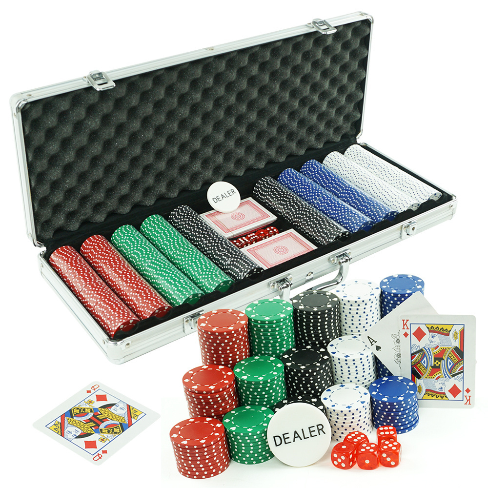 Casino poker room 300 500 1000 pcs pp poker chip sets  custom color and poker chip stickers with chips aluminium case