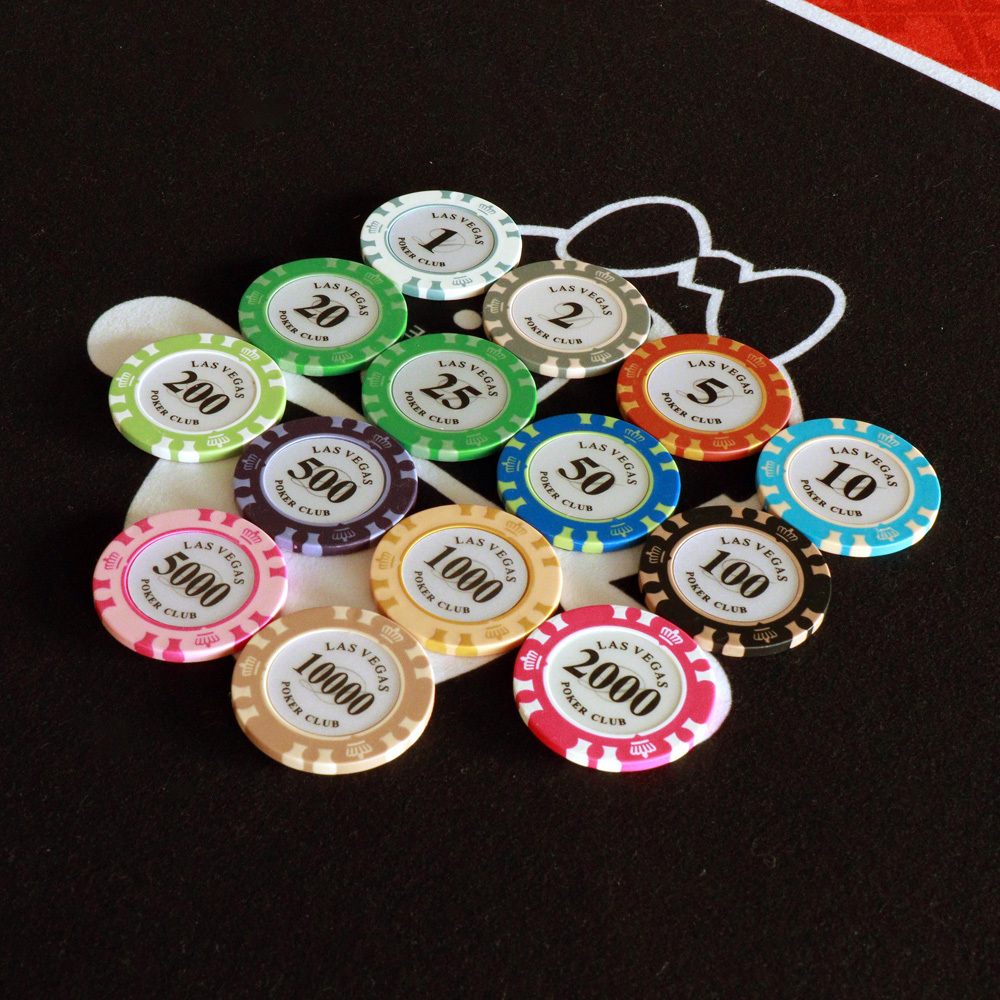 Factory Wholesale Customized 40mm Las Vegas Clay poker Chips Replaceable Chip Stickers Casino Cheap Clay Chips