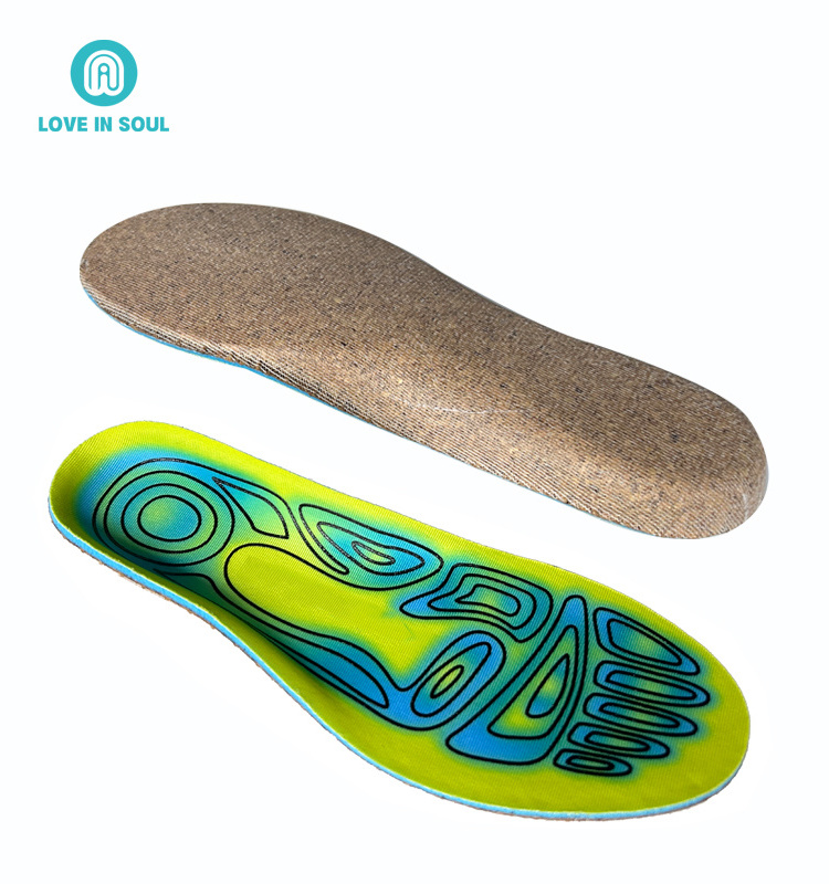 Factory Eco-friendly Sweat Absorption Breathable Cork Insole Natural Recycled Shoes Insert Silicone Pads Anti-slip for Soccer Sp