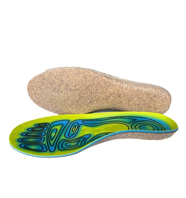 Factory Eco-friendly Sweat Absorption Breathable Cork Insole Natural Recycled Shoes Insert Silicone Pads Anti-slip for Soccer Sp