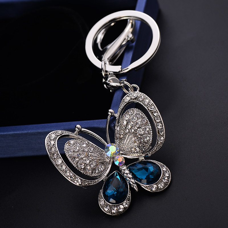 Girl's Romantic Charms Colorful Full Rhinestone keychain 3D butterfly keychain