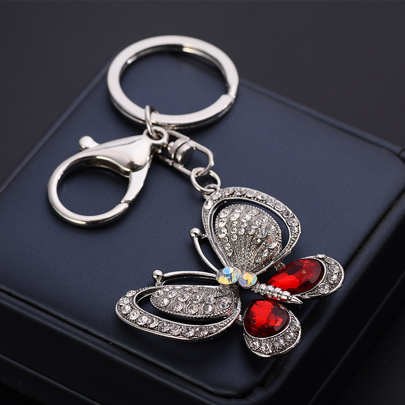 Girl's Romantic Charms Colorful Full Rhinestone keychain 3D butterfly keychain