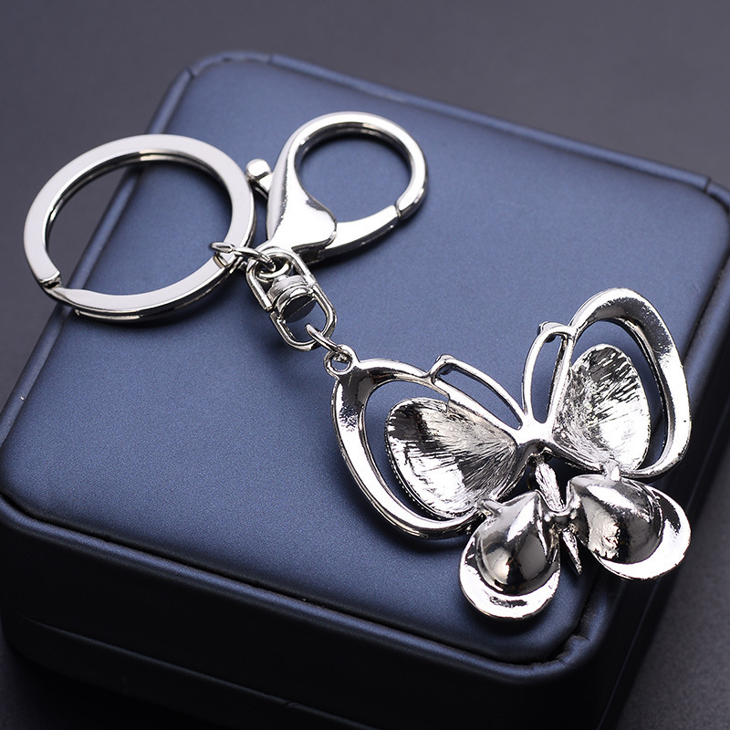 Girl's Romantic Charms Colorful Full Rhinestone keychain 3D butterfly keychain