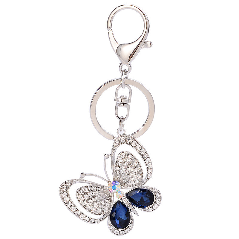 Girl's Romantic Charms Colorful Full Rhinestone keychain 3D butterfly keychain