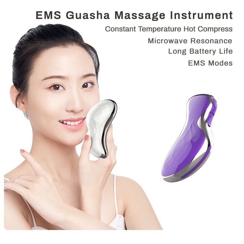 home use electic guasha board machine stainless steel body massage tool led face vibrating massger microcurrent electric guasha