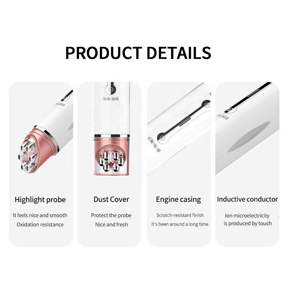 Rechargeable ems Vibration massage led red blue light Beauty Pen Hot Compress Eye Massager Ionic Magic Eye Wand Beauty Device