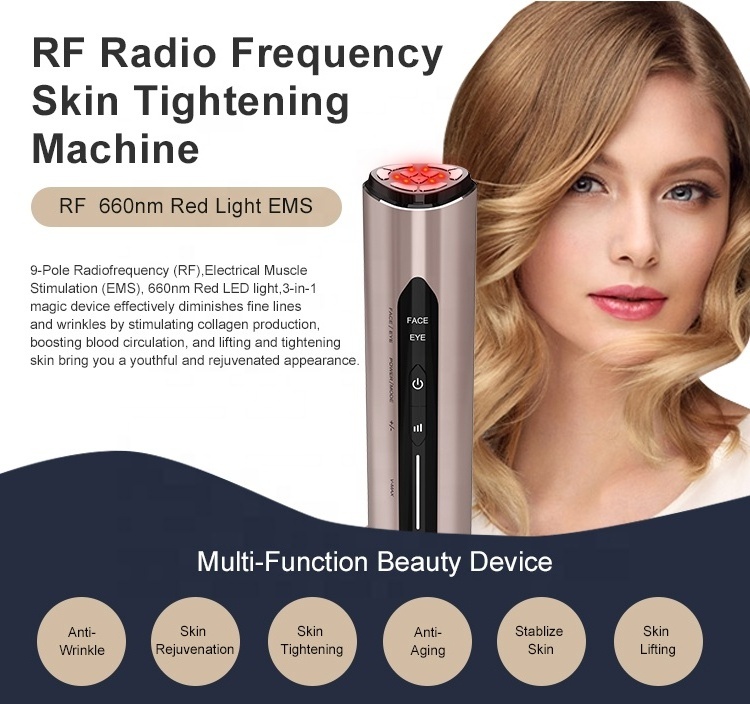 Portable rf face lifting machine led ems face massager facial anti wrinkle facial skin tightening home use rf beauty device