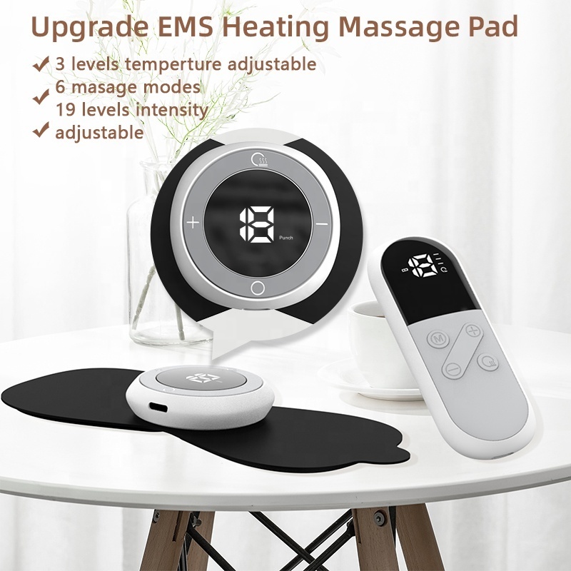 Remote control ems muscle stimulator lower back massager lumbar menstrual heating patch machine tens period pain relief