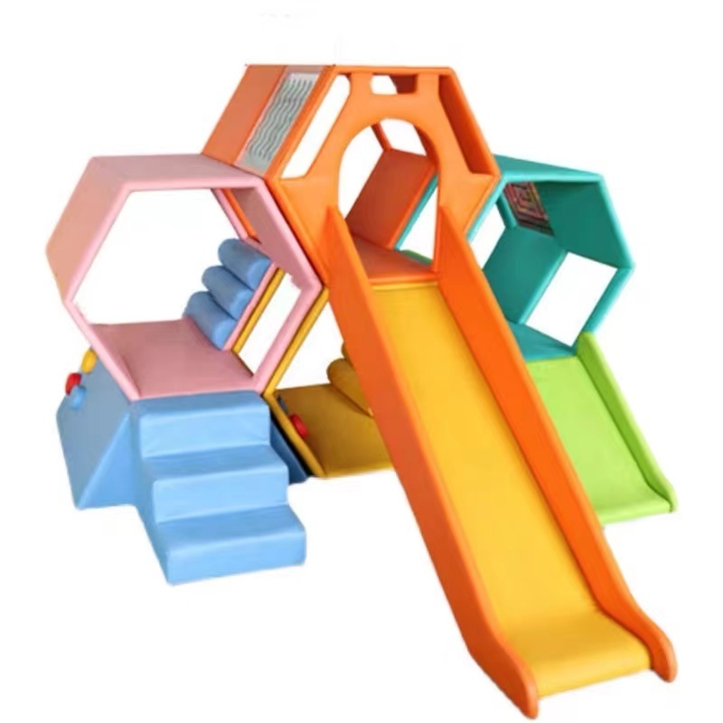 Small indoor soft Honeycomb slide indoor soft slide playground soft play stairs and slide for preshcool