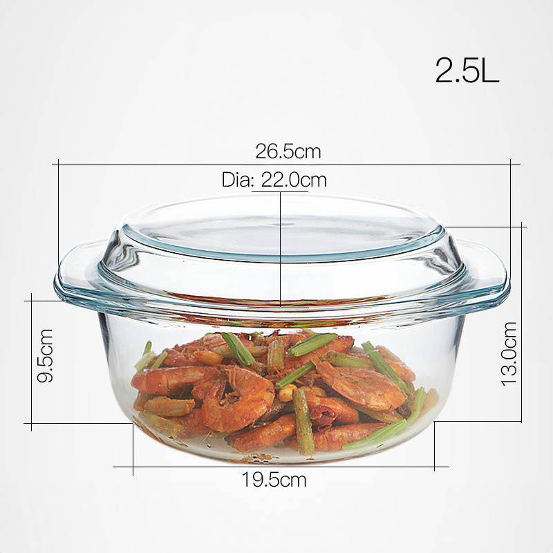 NISEVEN Hot Sale Oven Microwave Safe Glass Cookware High Borosilicate Glass Bowl with Lid Heat Resistant Soup Bowl