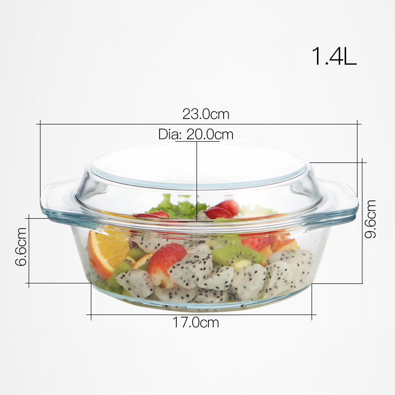 NISEVEN Hot Sale Oven Microwave Safe Glass Cookware High Borosilicate Glass Bowl with Lid Heat Resistant Soup Bowl