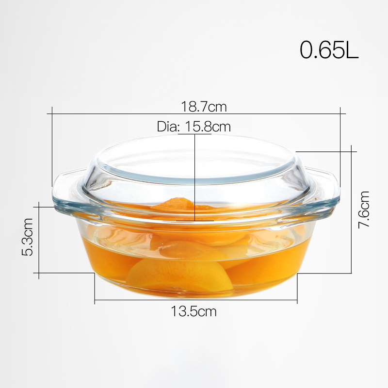 NISEVEN Hot Sale Oven Microwave Safe Glass Cookware High Borosilicate Glass Bowl with Lid Heat Resistant Soup Bowl