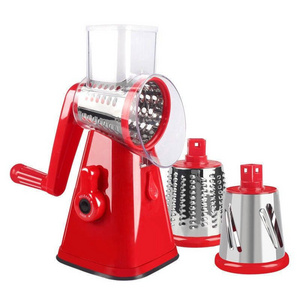 Hot Sale 3 In 1 Kitchen Manual Vegetable Cutter Rotary Drum Grater Nut Shredder Veggie Cutter Peeler Spiralizer Cheese Chopper