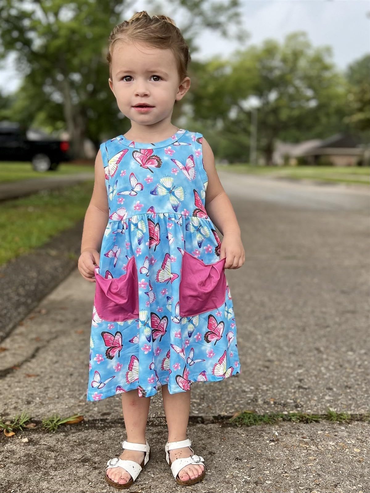 2024 Cute Summer Sundress with Pocket Customized Design Toddler Casual Dress Bamboo Spandex  Baby Girls Dresses Baby Clothes